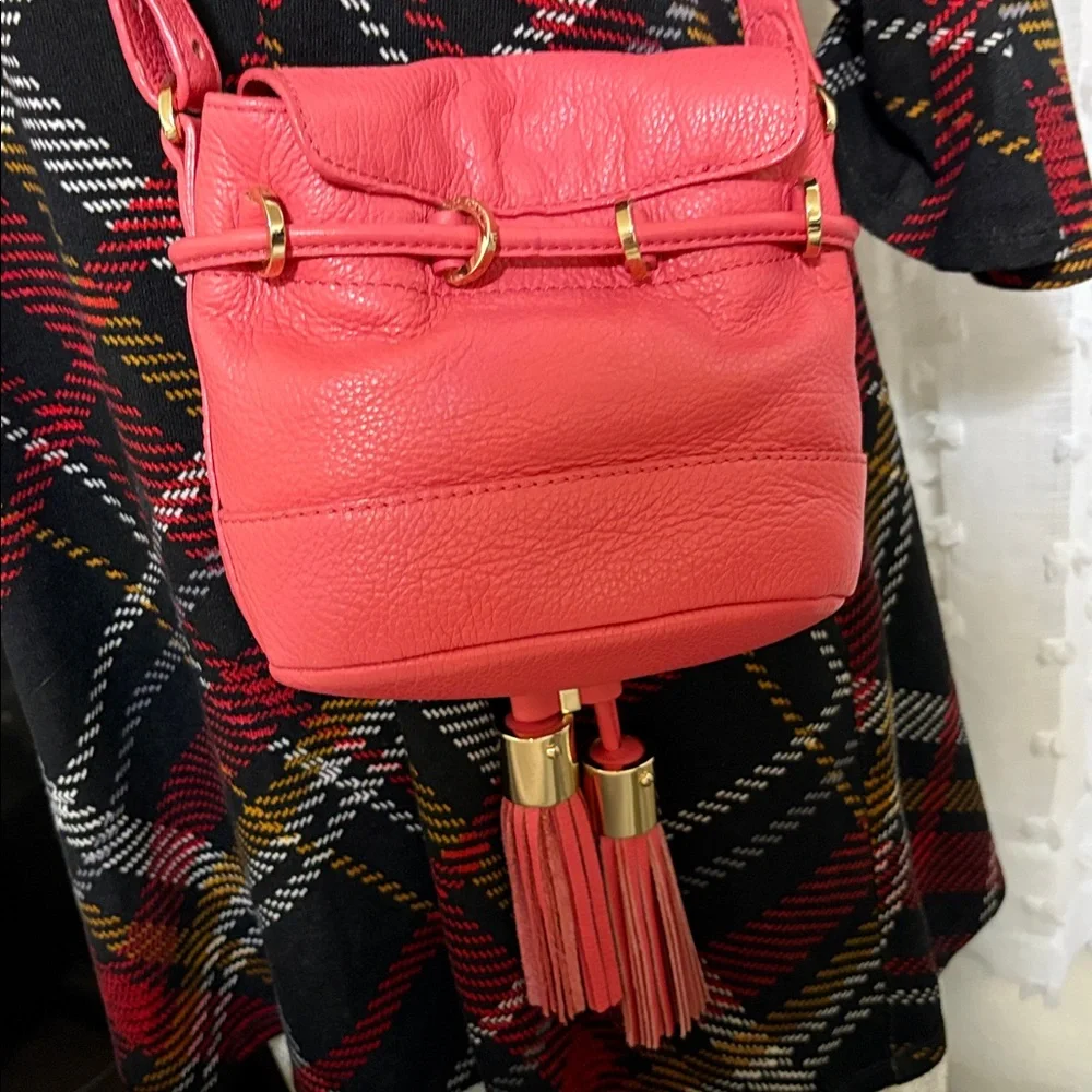 See By Chloé Coral Pink Leather Crossbody Bag with Gold Tone Tassels